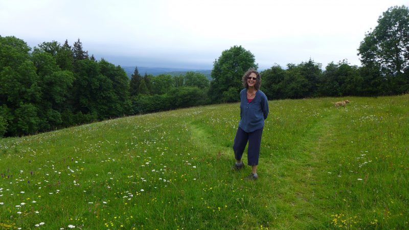 Mary Staniland in her meadow, Buckland-in-the-moor